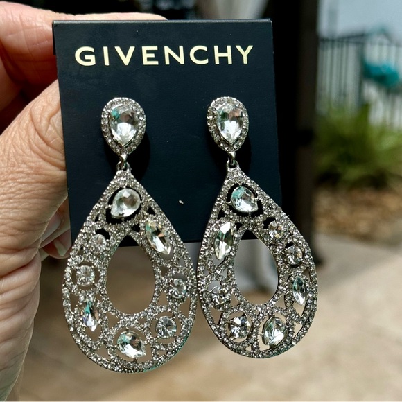 GIVENCHY Open Pear-Shape Rhinestone Drop earrings - Picture 7 of 9